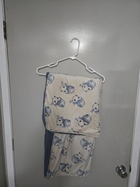 Carter's Cream Throw Blanket with Blue Panda Print